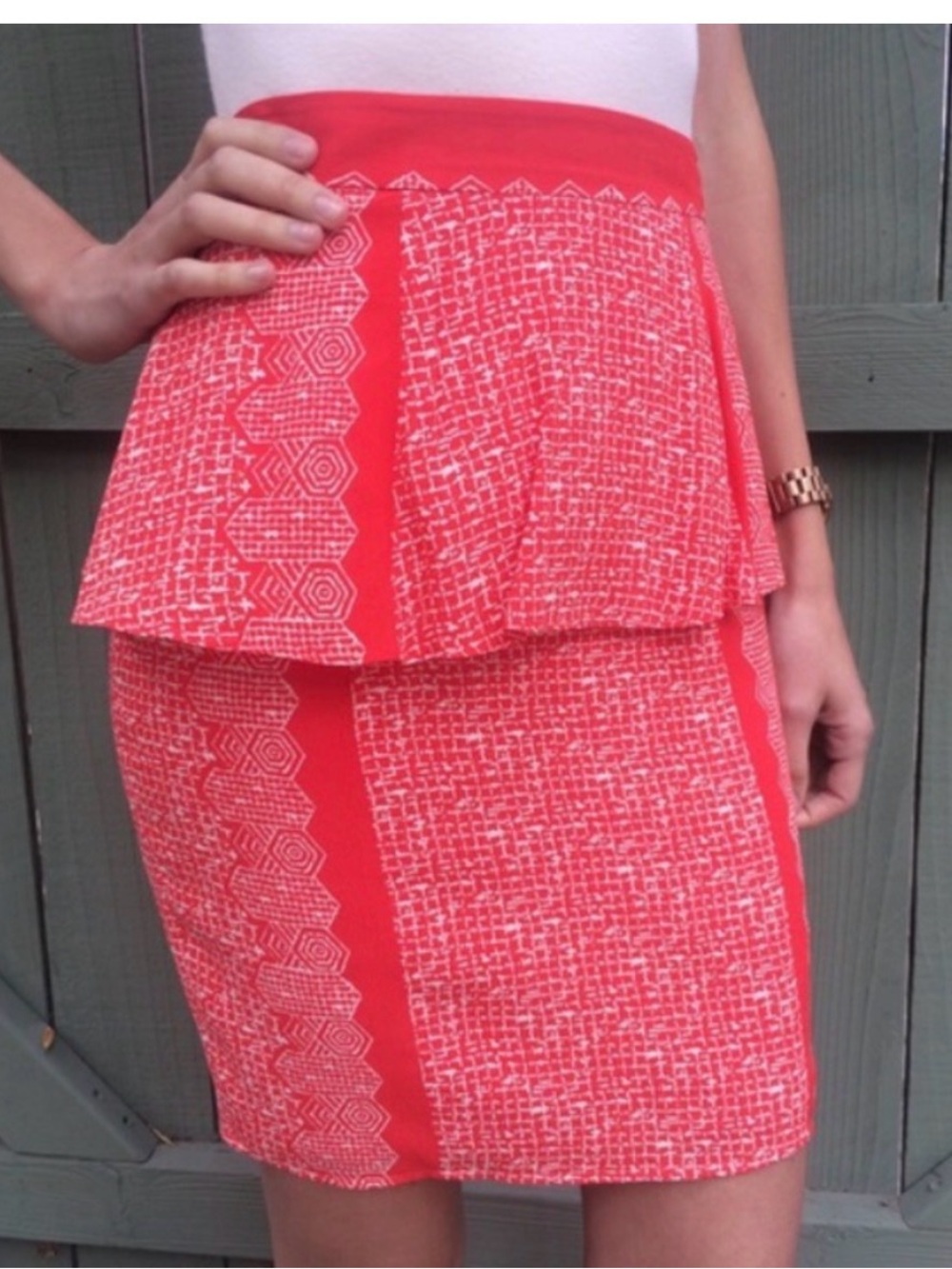 Plenty by Tracy Reese Coral Peplum Pencil Skirt